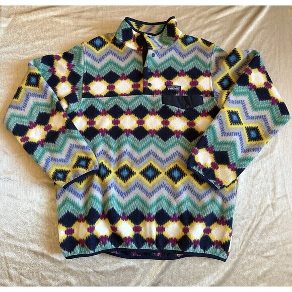 NEW Women's Large Patagonia Synchilla AZTEC Snap-T Fleece Pullover Timber Twist‎ - Picture 1 of 7